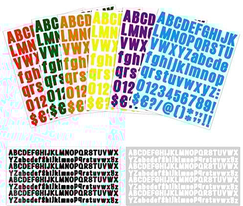 Vicloon Buchstaben Aufkleber, 8 Blätter Zahlen Aufkleber Buchstaben Sticker Set, Alphabet Aufkleber Selbstklebendes Vinyl Aufkleber für Briefkasten Schilder Tür Adressnummer DIY Scrapbooking