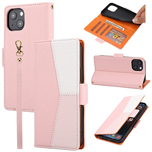 ZCDAYE CDAYE Wallet Case for iPhone 14 Plus, Premium Colour Block Leather Phone Case Hoster, Skin-Friendly Elegant Women Girl Lady Flip Cases Cover for iPhone 14 Plus(6.7 inches), Pink