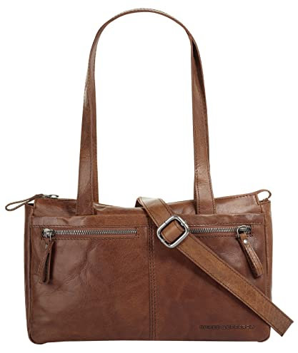 Spikes & Sparrow Handtasche Echt Leder Damen Crossbody mit Schlüsselfinder | Handgepäck mit Stifthalter | Office Bag mit Smartphonefach 021281
