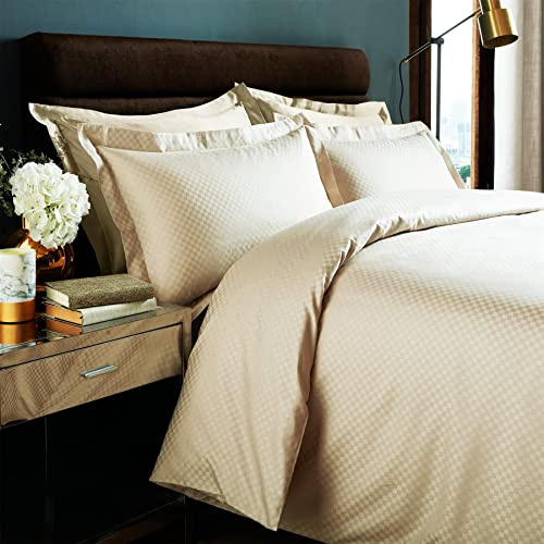 Roseley 100% Egyptian Cotton Duvet Set Covers Breathable Naturally Hypoallergenic Bed Set For Home or Hotel [Single, Latte]