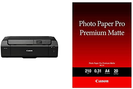 Canon PIXMA PRO-200 Farbtintenstrahldrucker Fotodrucker DIN A3+, grau & Fotopapier PM-101 Premium matt - DIN A4, 20 Blatt für Tintenstrahldrucker