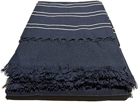 Tischdecke, gestreift, Blau / Weiß
