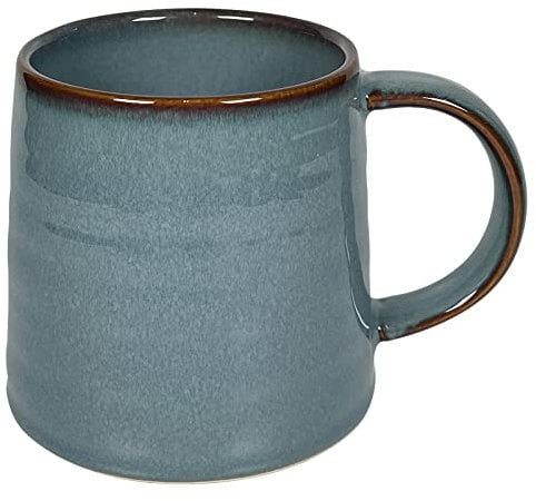 SECELES 400ml Large Ceramic Coffee Mugs, 14Oz Handmade Kiln Change Glaze Porcelain Tea Cup for Office and Home, Large Handle, Microwave and Dishwasher Safe, Hot and Cold Drinking (Fog Blue)