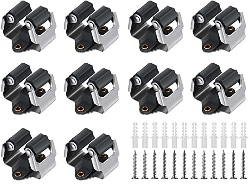 10 Stück Mop Halter, Wandhalterung Besen Halter, Gerätehalter deal für Mopp Besen Organisation,Besenhalter Wandhalter zur Aufbewahrung der Gartengeräte, besenhalterung Wand(Schwarz)