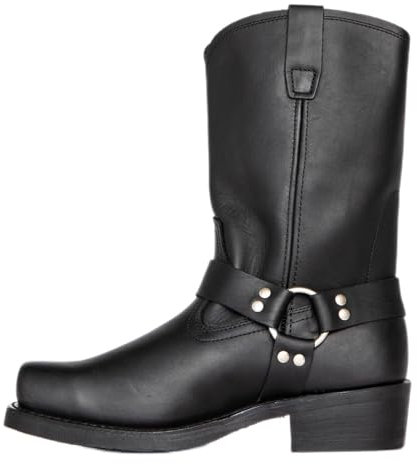 DJFOG Stivali da moto da uomo con punta quadrata, stivali da uomo con stivaletti con punta quadrata e cerniera laterale,Nero,44