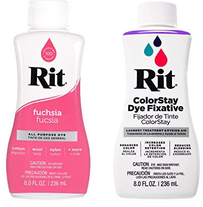 Rit Dye - Tinte líquido para tela de 8 onzas para ropa, decoración y manualidades, color fucsia con fijador de color