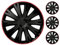 M MOTOS Radkappen 16 Zoll - 4er Set, Schwarz und rot, Acrylnitril-Butadien-Styrol, Plastik, Schnappinstallation, Kratzerschutz, Waschstraßenfest