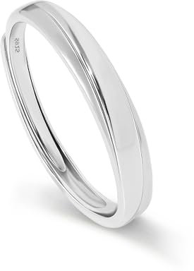 Meissa 2er-Set Paar-Ringe für Herren und Damen, 925 Sterling Silber Breite Eheringe, größenverstellbare Versprechensringe, passendes Paar-Ring-Set Größe 52-67, 3.5mm Breite