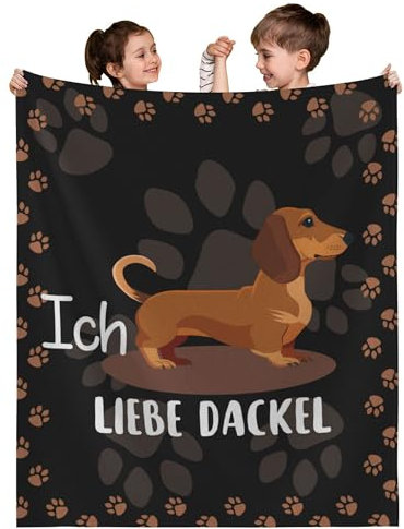 Luogort Geschenk für Hundebesitzer Hundeliebhaber, Decke mit Hundemotiv Dachshund Hundedecke Geschenk Hund Geburtstag, Geschenk für Hundemama Hundepapa,Fleecedecke kuscheldecke 130x150