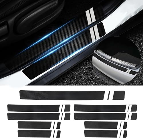 FT Funtor Car Door Sill Protector, 9 Carbon Fiber Protectors, Scratch Resistant Bumper Film, Universal Automobile Accessories Threshold Protection Sticker (9Pcs)