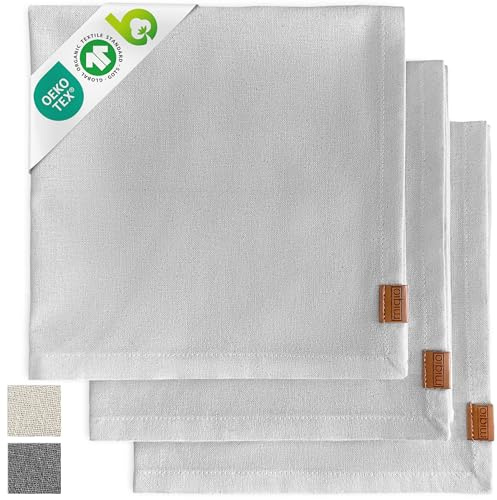 Miqio® Design Baumwoll Geschirrtücher, Handtücher, Trockentücher - 100% Bio-Baumwolle (70x45 cm) - Abtrockentücher 3er Set - GOTS, BCI und Ökotex Zertifiziert - hellgrau