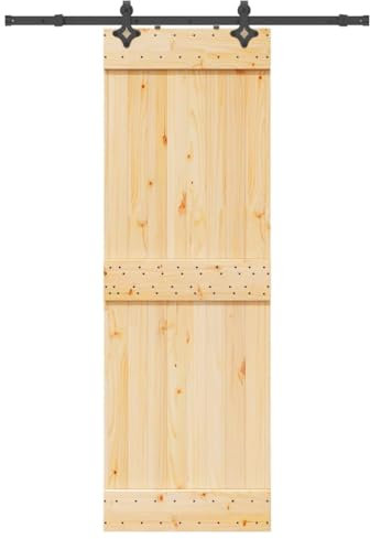 vidaXL Puerta corredera con herrajes madera maciza de pino 70x210 cm