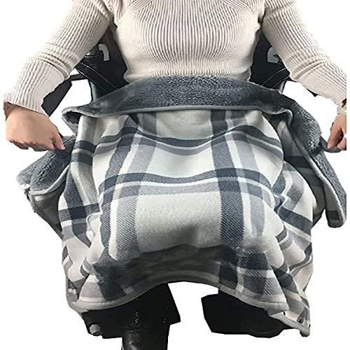 HSWOYEA Warme Kniedecke für Rollstühle - Winterrollstuhldecke für Erwachsene, Freizeitdecke für alte Männer mit Schal und Warmer Heizfunktion