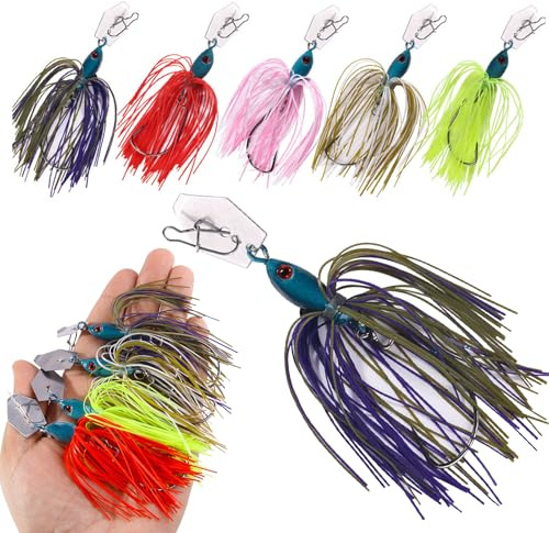 6 Stück Chatterbait Barsch Köder, Angelköder Hecht Spinnerbait Gummifische Zander Kunstköder Angelköder Set Twitchbait für Hecht Forelle Angeln Barsch