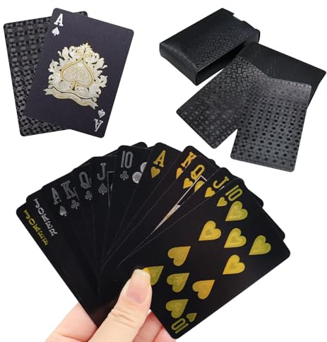 BDGYCK Diamant wasserdichte Schwarze Spielkarten, Coole Plastikspielkarten, wasserdichte Pokerkarten aus Kunststoff, Kartenspiel, Kartendeck für das Geschenkpartyspiel(Schwarz)