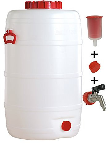 Graf Getränkefass Rund 120 Liter mit Auslaufhahn Messing 1/2 und Gärspund