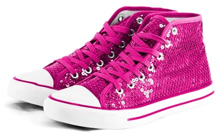 Party Factory Pailletten Schuhe, pink Glitzer, Größe 42, für Damen und Herren, Designer Turnschuhe, Sneaker für Karneval