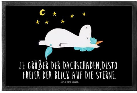 Mr. & Mrs. Panda Fußmatte Einhorn Sternenhimmel 40 x 60 cm - Geschenk, Unicorn, Einhörner, Fußmatte außen, Türmatte, Verrückt, Fußabtreter,