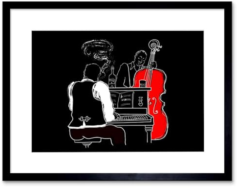 Wee Blue Coo Musicians Jazz Piano Illustration Art Print Framed Poster Wall Decor 9x7 inch Decoración de la pared del cartel enmarcado impresión 9x7 pulgadas