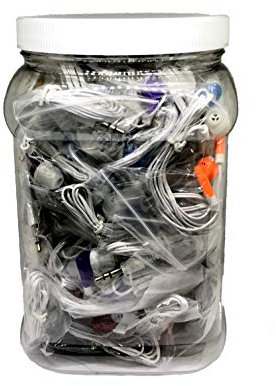 TFD Supplies Wholesale Bulk Earbuds Headphones 50 Pack in Storage Tub - Mixed Colors
