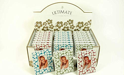 CAPRILO. Lote de 24 Marcos de Fotos Infantiles de Aluminio Colores(Surtidos). Portarretratos. Portafotos, Regalos Originales de Comunión y Bautizos. Decoración Hogar. Foto 6 x 8 cm. IB 7