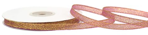 Lurexband 6mm x 32m Rolle - Netzband mit Glitzer Effekt - Dekoband zum Basteln & Dekorieren - Schleifenband für Hochzeit Weihnachten Geburtstag - Geschenkband Weihnachtsband Rot Gold