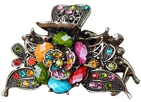 Hellery Grande Griffe Pince à Cheveux Design de Strass Turquoise Style Vintage Accessoire de Cheveux - Multicolore