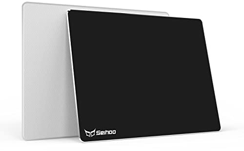 Seihoo Metal Aluminum Mouse Pad Premium Hard Double Side Waterproof Ultra Smooth Office Supplies Blap Mousepad Fast and Accurate Control for Office and Game Laptop (Black, 11.81X9.45in)