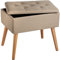 TecTake® Banc de Rangement Pliable Bout de lit Aspect Lin Pieds en Bois Banc Entree Pouf Chambre Dressing Chambre Adulte Repose Pied Tabouret Coiffeuse Meuble Salon Maison Coffre a Jouet