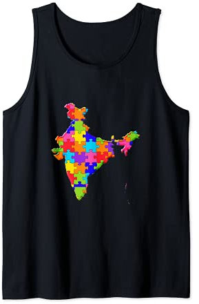 Indian Map, Map of India Jigsaw Autism Puzzle Tank Top