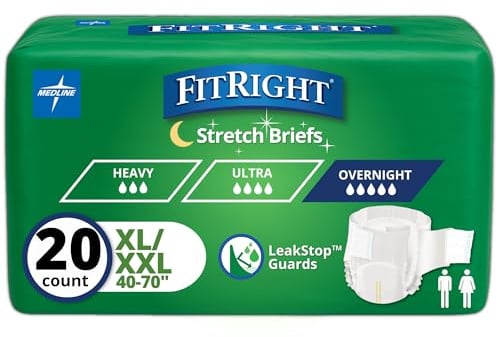 FitRight Extended Wear Stretch-Slip, Windeln für Erwachsene, mit Reitern, Größe 2 (20 Stück)