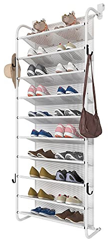 GHQME Zapatero colgando detrás de la puerta (blanco y gancho, 54 x 20 x 150 cm)