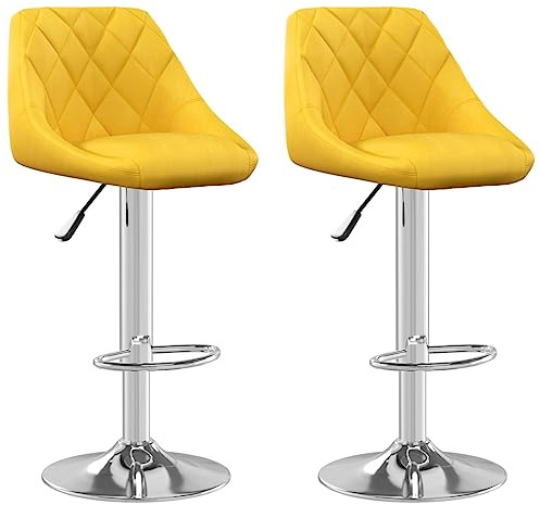 vidaXL 2X Barhocker Höhenverstellbar Drehbar Küchenhocker Barstuhl Tresenhocker Thekenhocker Tresenstuhl Bistrohocker Bar Stuhl Hocker Senfgelb Samt