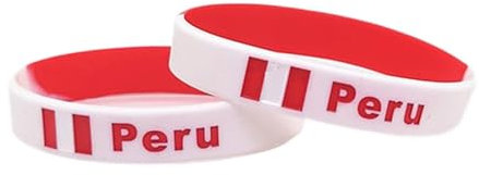 1 stück Land Flagge Armband armle silikon Freundschaft Armband männer Frauen Gummi Sport Handgelenk Band (Metal Color : Peru)