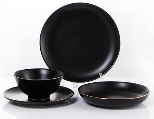 Vajilla 24 piezas 6 Personas - Negro-Oro