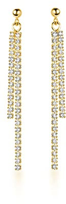 SLUYNZ Sterlingsilber kette Ohrringe Ohrhänger für Damen CZ Lange Ohrringe Ohrhänger Ohrringe Quaste Kette Ohrstecker