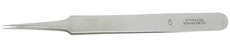 BRUCELLES - PINZA DI PRECISIONE - Utensili per orologiaio, punta forma 5, in acciaio antimagnetico, lunghezza 120 mm.