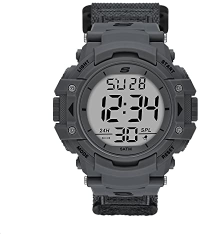 Skechers Herrenuhr Larson, Digitales Uhrwerk, 44MM Graues PolyurethanGehäuse mit PolyurethanArmband, SR1148