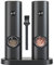 IraXpro Set Macina Sale e Pepe Elettrico,Macina Pepe Elettrico a Batteria 4-AAA con Base,Spazzola per la Pulizia,Luce a Led,Anima Macinante in Ceramica,5 Grossolanità Regolabili (Nero-Batteria)