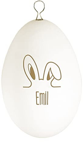 Herz & Heim® Gravierte Ostereier zum Aufhängen/verschiedenen Motive/mit Wunschname/Dekoration Hasenohren