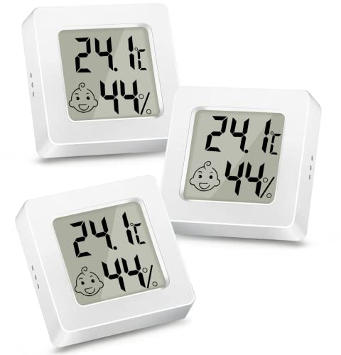 Mini Digital Thermometer Hygrometer innen 3 Stück,LCD Intelligentes Hygrometer,raumthermometer zimmerthermometer Temperatur und luftfeuchtigkeitsmesser für Wohnzimmer Büro Babyzimmer Gewächshaus
