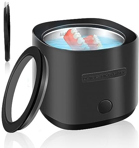 DEBATLOG Ultrasonic Cleaner for Dentures, Retainer, Mouth Guard, Aligner, Whitening Trays, Toothbrush Head, 42kHz Jewelry Cleaner, 180ML Portable Retainer at-Home or Travel Use