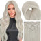 Fshine Blond Clip Extensions Echthaar, 60cm 120g 7 Stücke Echthaar Extensions Clip in Haarverlangerung mit Klammer Weißblond in der Farbe 1000