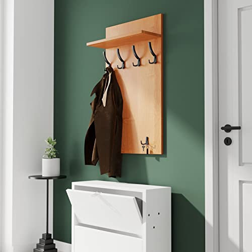 AKKE Garderobenpaneel Wandgarderobe Mit Ablage Wandpaneel Garderobe PVC Maxi Buche Bavaria 120cm x 60 cm