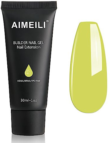 AIMEILI Nail Extension Gel 30ML, Jelly Yellow False Nail Gel Acrylic Gel Builder Nail Gel UV LED Nail Enhancement Gel Nail Thickening for DIY Salon Nail Art Design 003