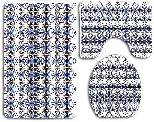 IUBBKI wint. Ornaments Badezimmerteppich-Set, 3-teilig, Badteppich, Teppich, Badezimmerteppich, Set, WC-Sitzbezug, Combo