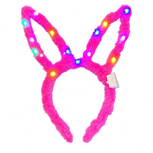 BF Souvenirs LED Haarreif LITTLE BUNNY mit leuchtenden Hasenohren – Plüsch Bunny Ohren mit 14 LEDs & 3 Blinkmodi – Fasching, Ostern, Kindergeburtstag, Party & Festival