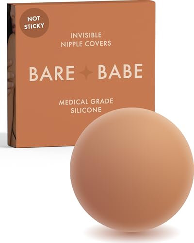 Bare Babe Women's Invisible Non-Adhesive Nipple Cover Breast Petals, Caramel, Small (Fits AA-C)