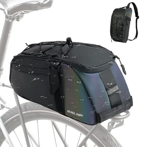 Flintronic Bolsa de estante trasero, alforja impermeable de 8 L con tiras reflectantes y bucle para luz trasera, cómoda correa de hombro para viajeros de la ciudad