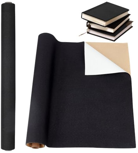OLYCRAFT 100x43cm Selbstklebendes Bucheinbandtuch Schwarzer Bucheinband Stoffoberfläche mit Papierunterlage DIY Bucheinbandtuch Schutzhülle für Bucheinband Scrapbooking Album DIY Crafts
